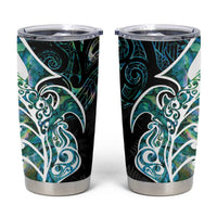 Proud Aotearoa Tumbler Cup Maori Silver Fern Mix Paua Shell Pattern LT14 Black - Polynesian Pride