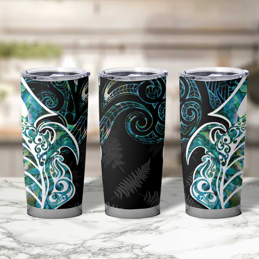 Proud Aotearoa Tumbler Cup Maori Silver Fern Mix Paua Shell Pattern LT14 - Polynesian Pride