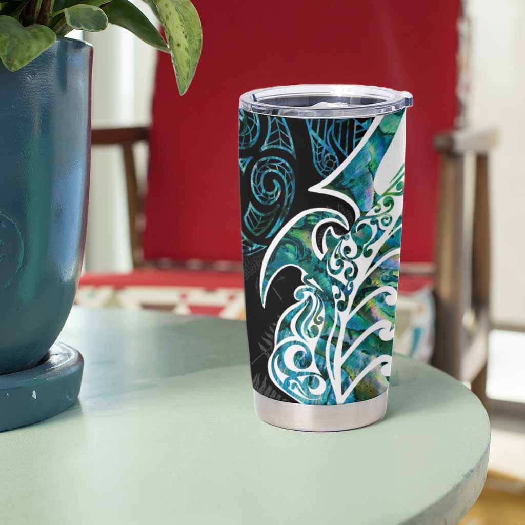 Proud Aotearoa Tumbler Cup Maori Silver Fern Mix Paua Shell Pattern LT14 - Polynesian Pride