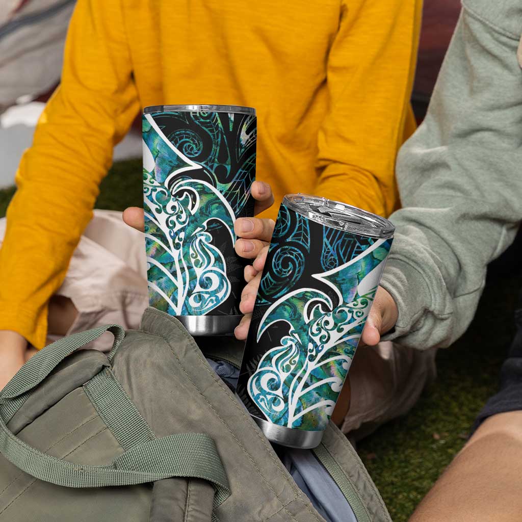 Proud Aotearoa Tumbler Cup Maori Silver Fern Mix Paua Shell Pattern LT14 - Polynesian Pride