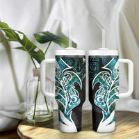Proud Aotearoa Tumbler With Handle Maori Silver Fern Mix Paua Shell Pattern LT14 - Polynesian Pride