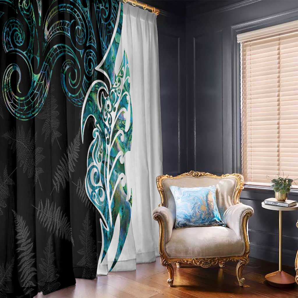 Proud Aotearoa Window Curtain Maori Silver Fern Mix Paua Shell Pattern LT14 - Polynesian Pride