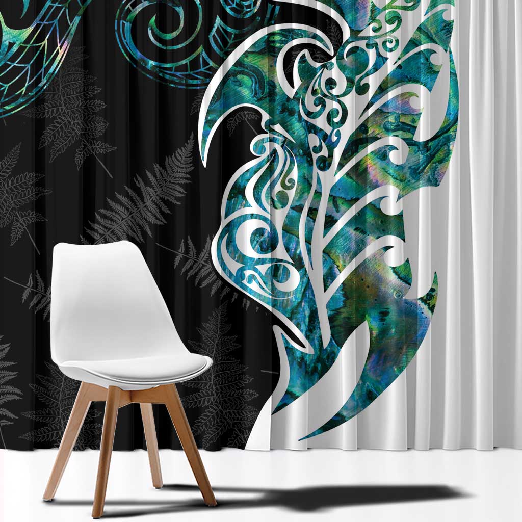 Proud Aotearoa Window Curtain Maori Silver Fern Mix Paua Shell Pattern LT14 - Polynesian Pride