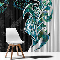Proud Aotearoa Window Curtain Maori Silver Fern Mix Paua Shell Pattern LT14 - Polynesian Pride