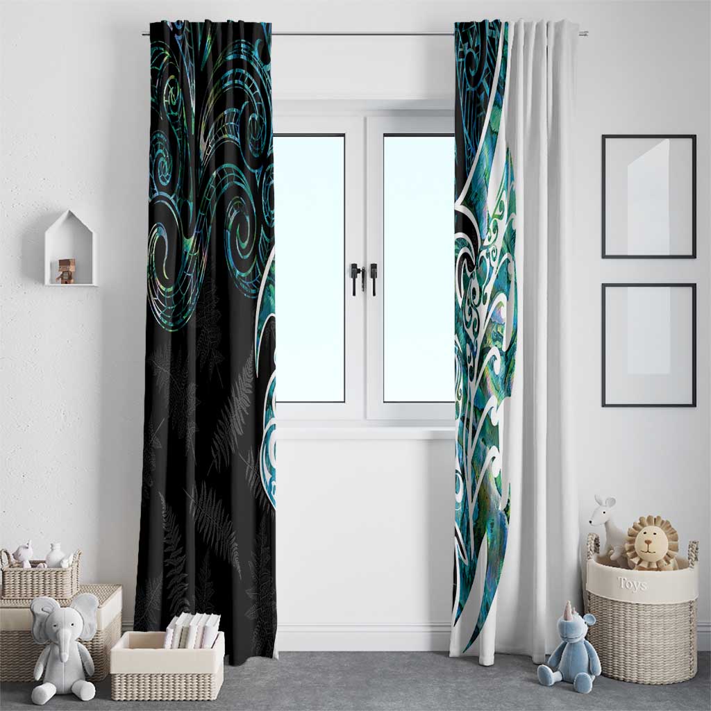 Proud Aotearoa Window Curtain Maori Silver Fern Mix Paua Shell Pattern LT14 - Polynesian Pride
