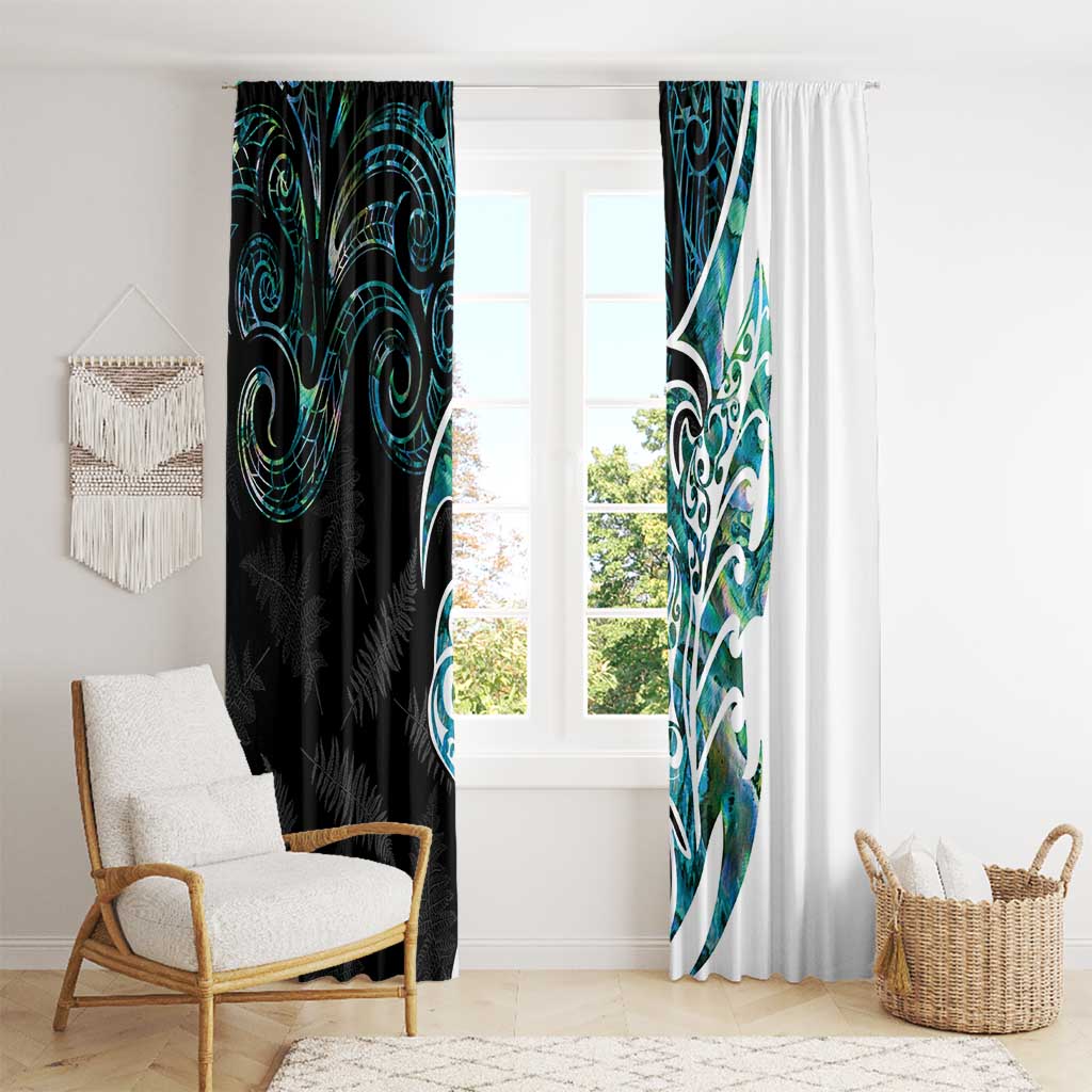 Proud Aotearoa Window Curtain Maori Silver Fern Mix Paua Shell Pattern LT14 - Polynesian Pride