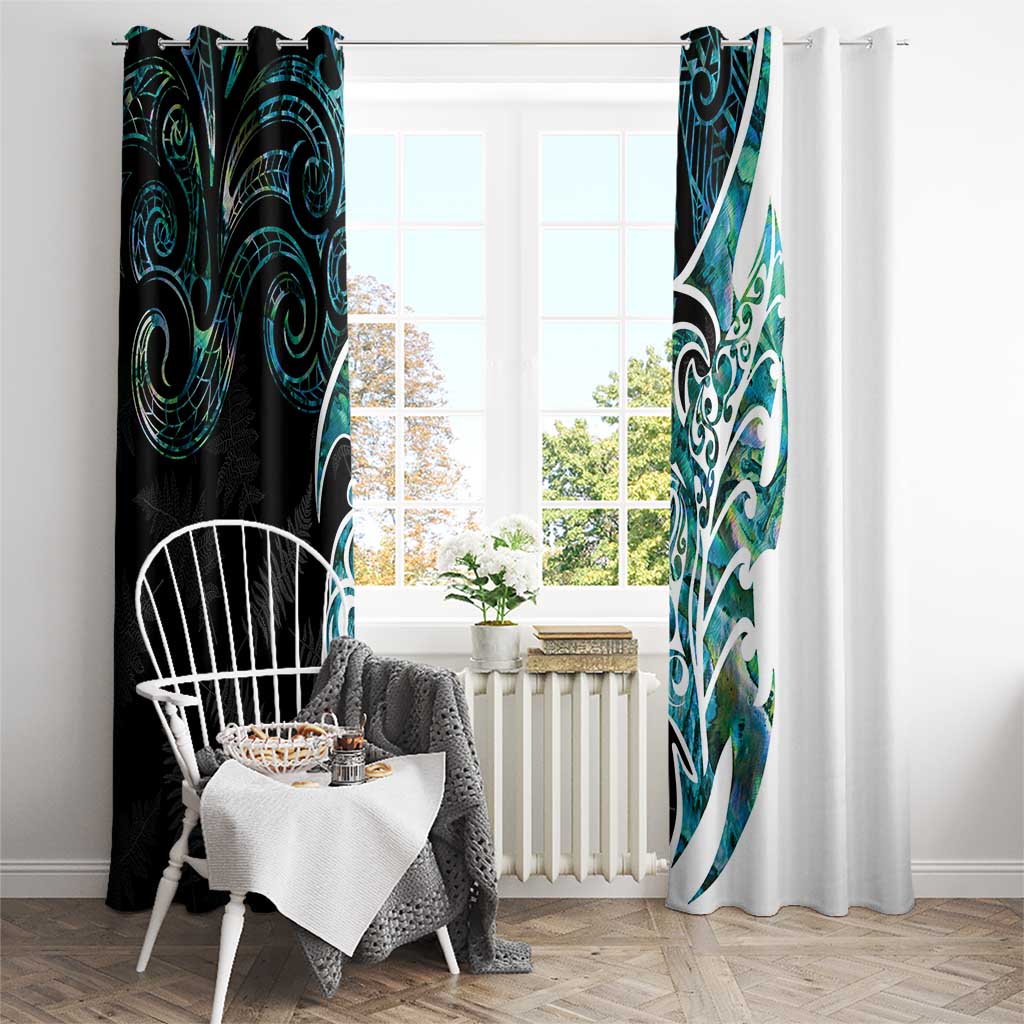 Proud Aotearoa Window Curtain Maori Silver Fern Mix Paua Shell Pattern LT14 - Polynesian Pride