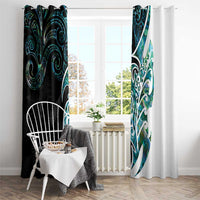 Proud Aotearoa Window Curtain Maori Silver Fern Mix Paua Shell Pattern LT14 - Polynesian Pride