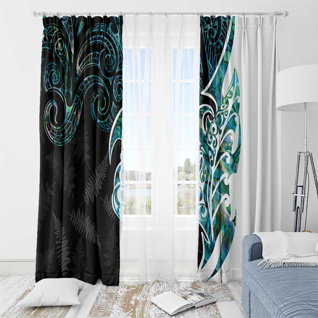 Proud Aotearoa Window Curtain Maori Silver Fern Mix Paua Shell Pattern LT14 - Polynesian Pride