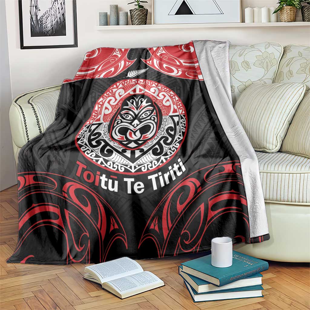 Aotearoa Toitu Te Tiriti Blanket Haka Tiki Honour The Treaty LT14 Black - Polynesian Pride