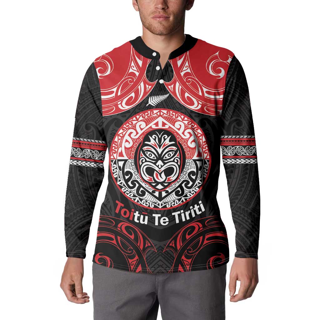 Aotearoa Toitu Te Tiriti Button Sweatshirt Haka Tiki Honour The Treaty LT14 - Polynesian Pride
