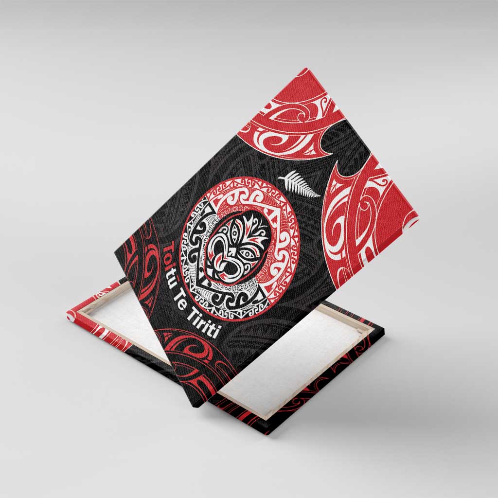 Aotearoa Toitu Te Tiriti Canvas Wall Art Haka Tiki Honour The Treaty LT14 With Frame Black - Polynesian Pride