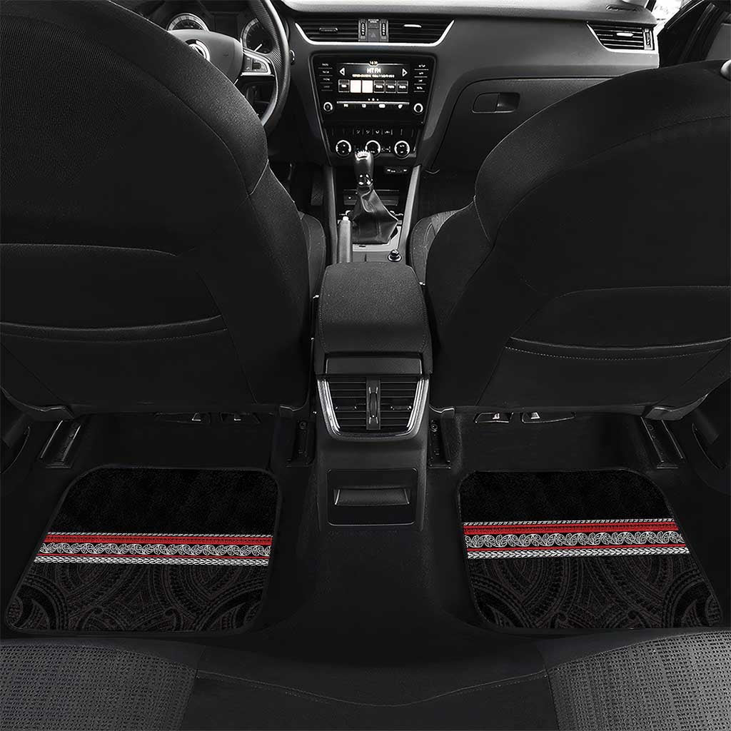 Aotearoa Toitu Te Tiriti Car Mats Haka Tiki Honour The Treaty LT14 Set 2pcs - Back Black - Polynesian Pride