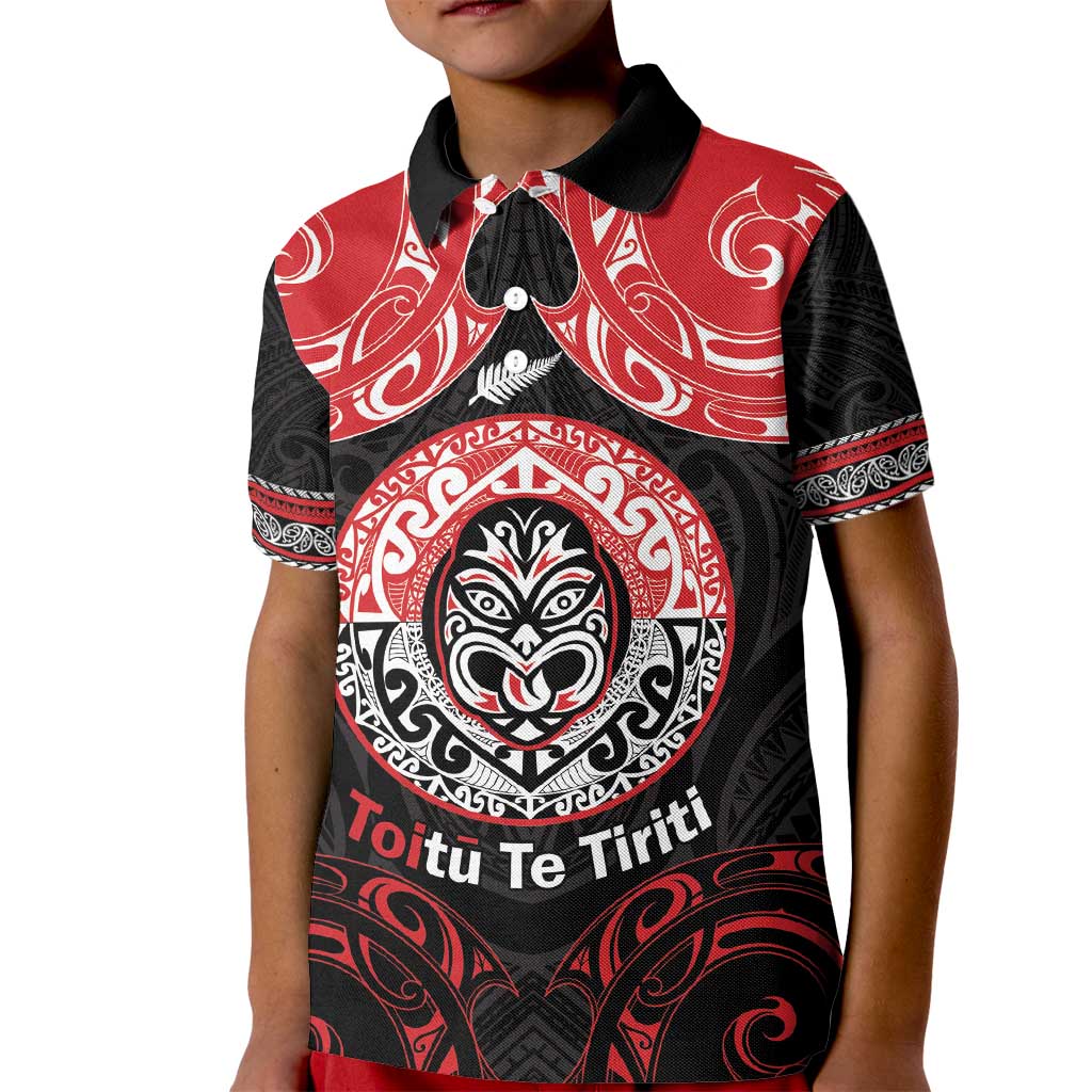 Aotearoa Toitu Te Tiriti Kid Polo Shirt Haka Tiki Honour The Treaty