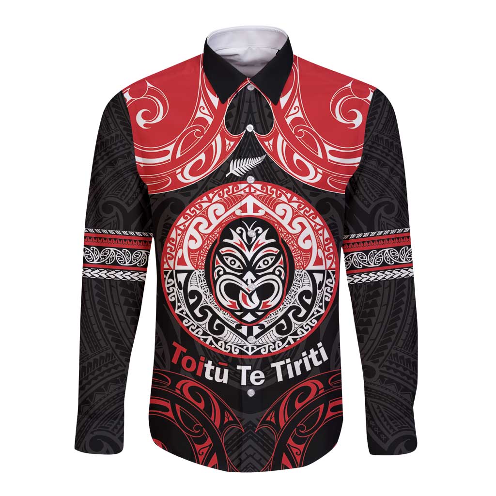 Aotearoa Toitu Te Tiriti Long Sleeve Button Shirt Haka Tiki Honour The Treaty