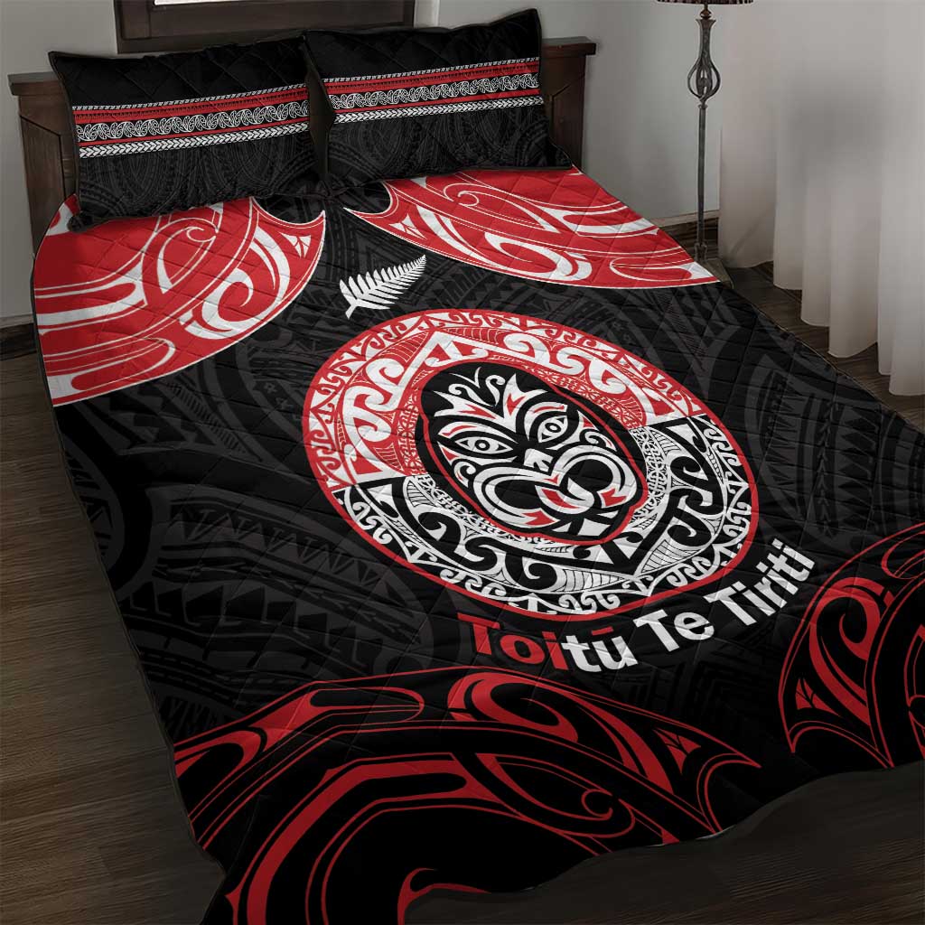 Aotearoa Toitu Te Tiriti Quilt Bed Set Haka Tiki Honour The Treaty