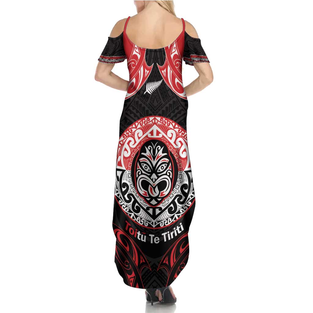 Aotearoa Toitu Te Tiriti Summer Maxi Dress Haka Tiki Honour The Treaty LT14 - Polynesian Pride