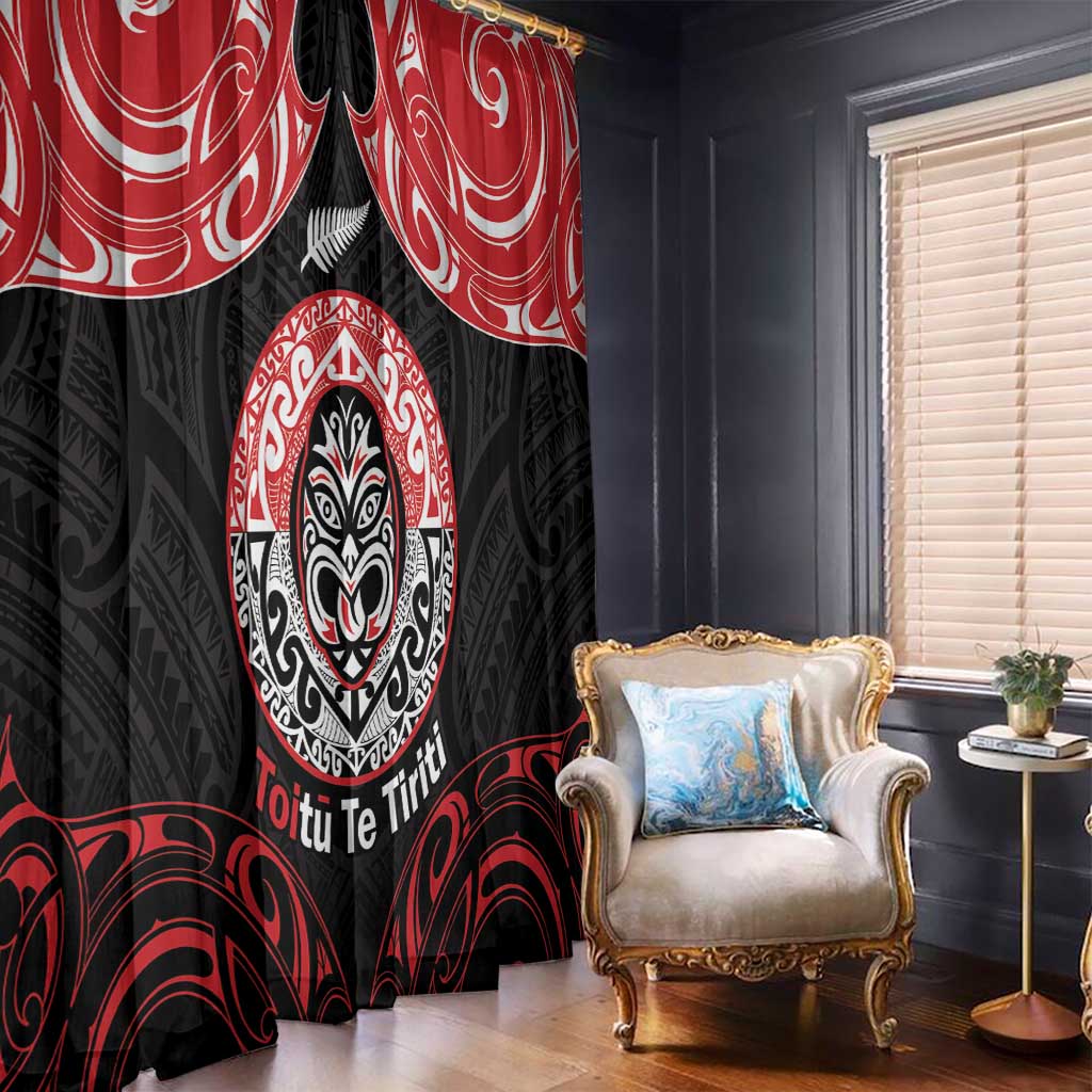 Aotearoa Toitu Te Tiriti Window Curtain Haka Tiki Honour The Treaty LT14 - Polynesian Pride