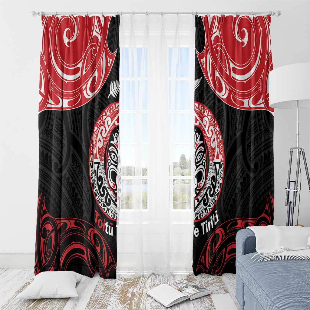 Aotearoa Toitu Te Tiriti Window Curtain Haka Tiki Honour The Treaty LT14 - Polynesian Pride