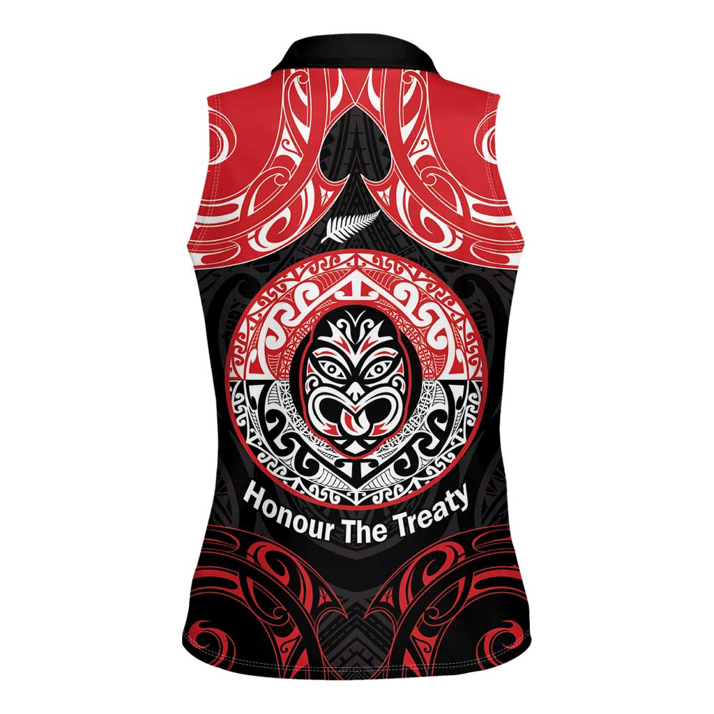 Aotearoa Toitu Te Tiriti Women Sleeveless Polo Shirt Haka Tiki Honour The Treaty