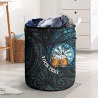 Personalized New Zealand Darts Beer Laundry Basket Paua Shell Aotearoa Maori Tattoo - Polynesian Pride