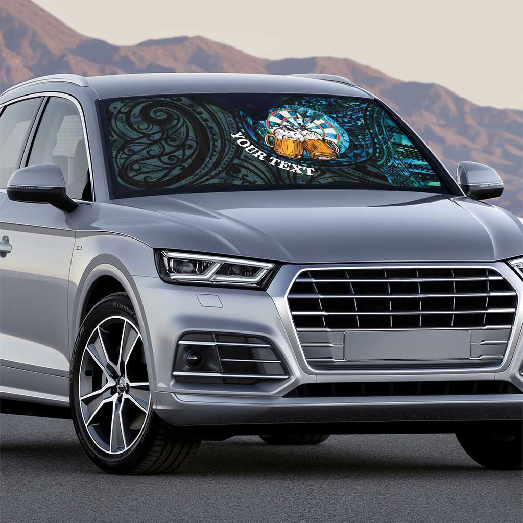 Personalized New Zealand Darts Beer Auto Sun Shade Paua Shell Aotearoa Maori Tattoo - Polynesian Pride