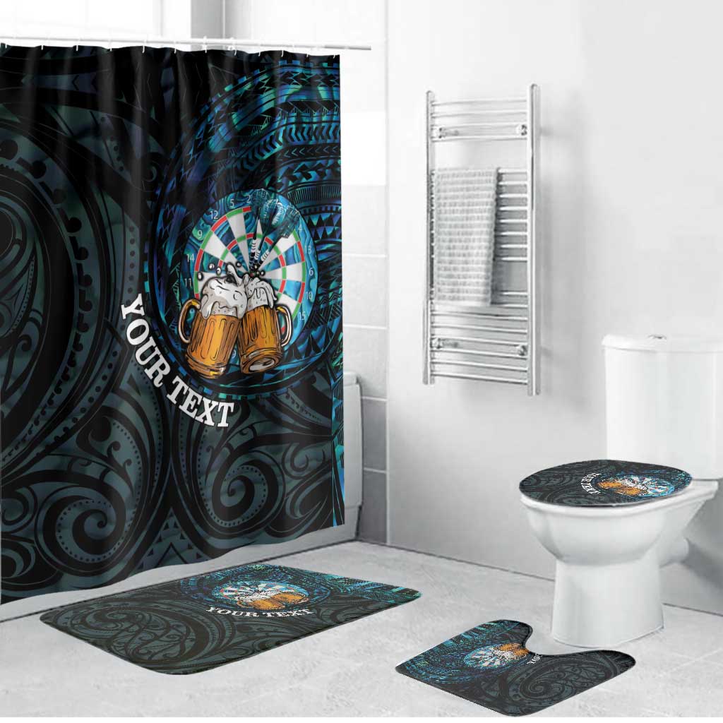 Personalized New Zealand Darts Beer Bathroom Set Paua Shell Aotearoa Maori Tattoo - Polynesian Pride