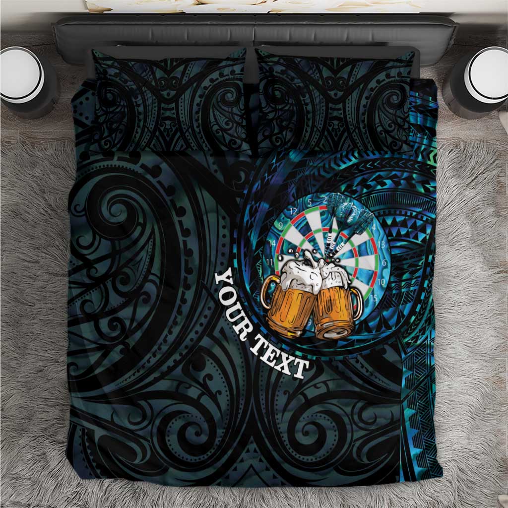 Personalized New Zealand Darts Beer Bedding Set Paua Shell Aotearoa Maori Tattoo - Polynesian Pride