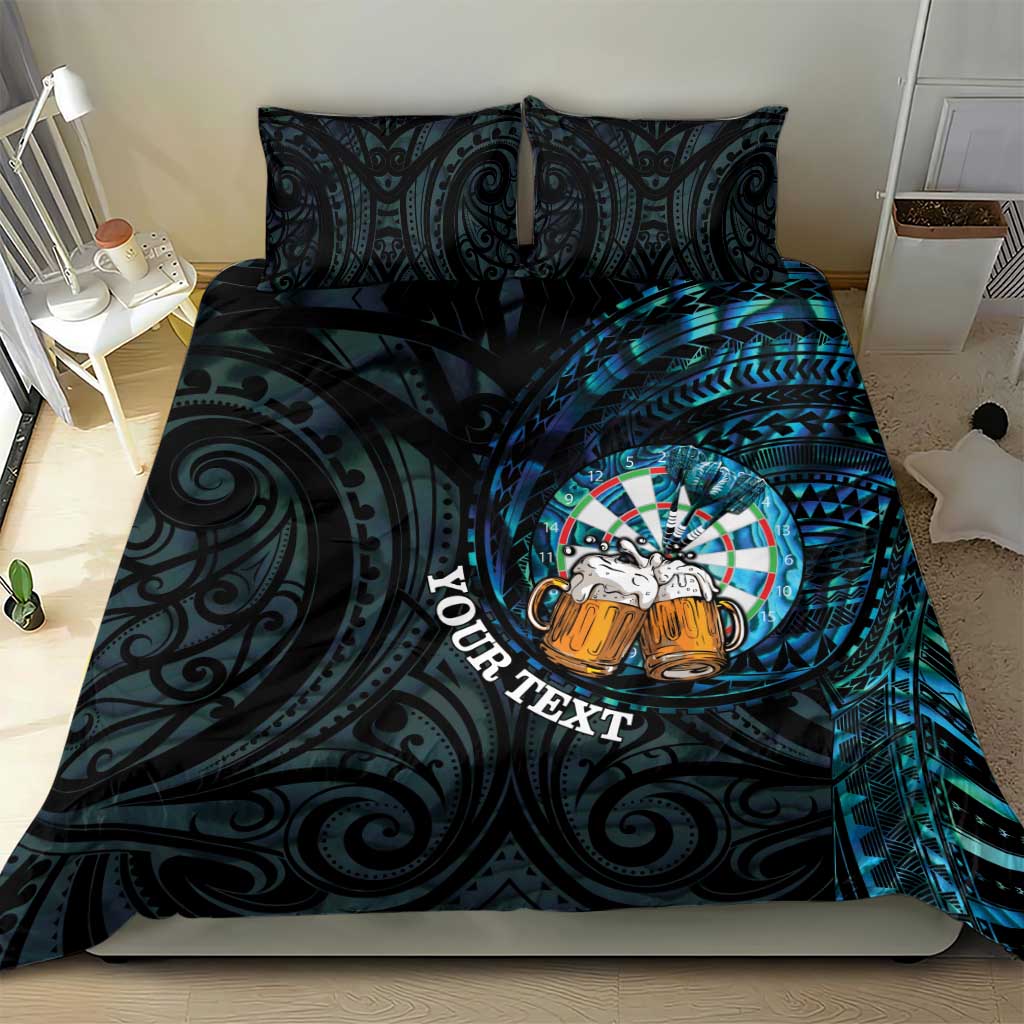 Personalized New Zealand Darts Beer Bedding Set Paua Shell Aotearoa Maori Tattoo - Polynesian Pride