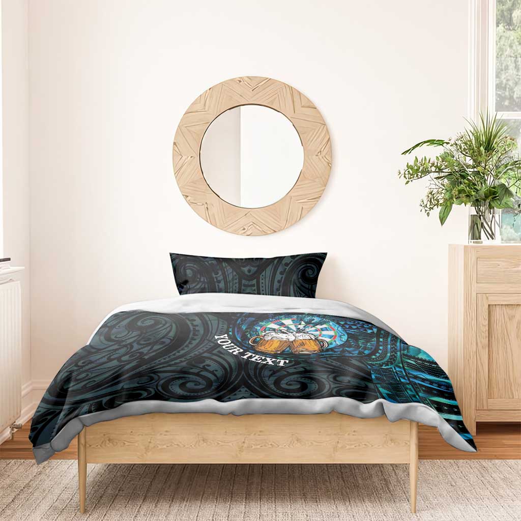 Personalized New Zealand Darts Beer Bedding Set Paua Shell Aotearoa Maori Tattoo - Polynesian Pride