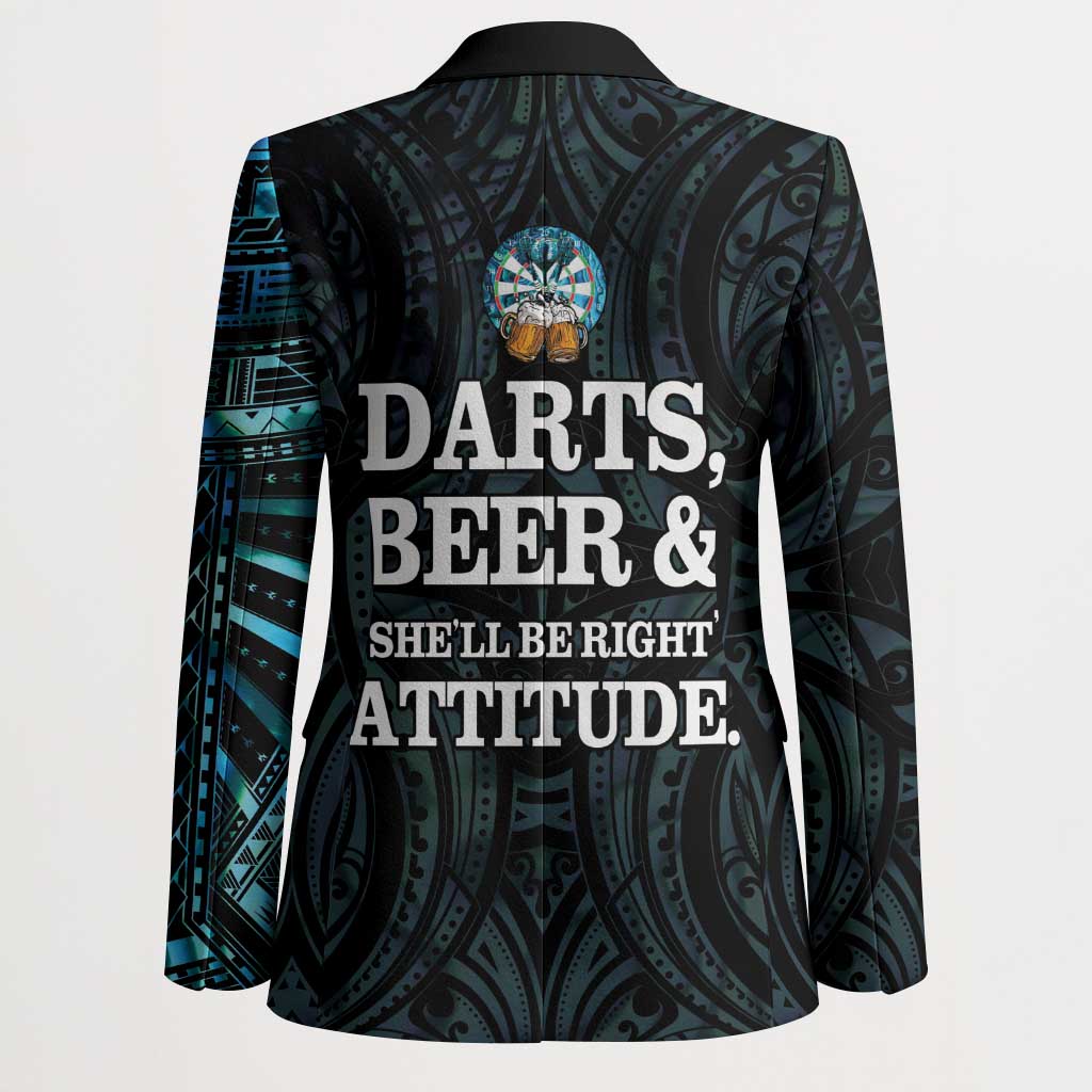 Personalized New Zealand Darts Beer Blazer Paua Shell Aotearoa Maori Tattoo - Polynesian Pride