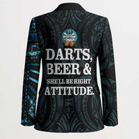Personalized New Zealand Darts Beer Blazer Paua Shell Aotearoa Maori Tattoo - Polynesian Pride