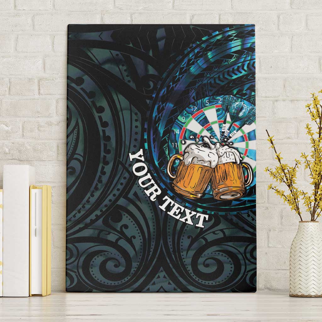 Personalized New Zealand Darts Beer Canvas Wall Art Paua Shell Aotearoa Maori Tattoo - Polynesian Pride