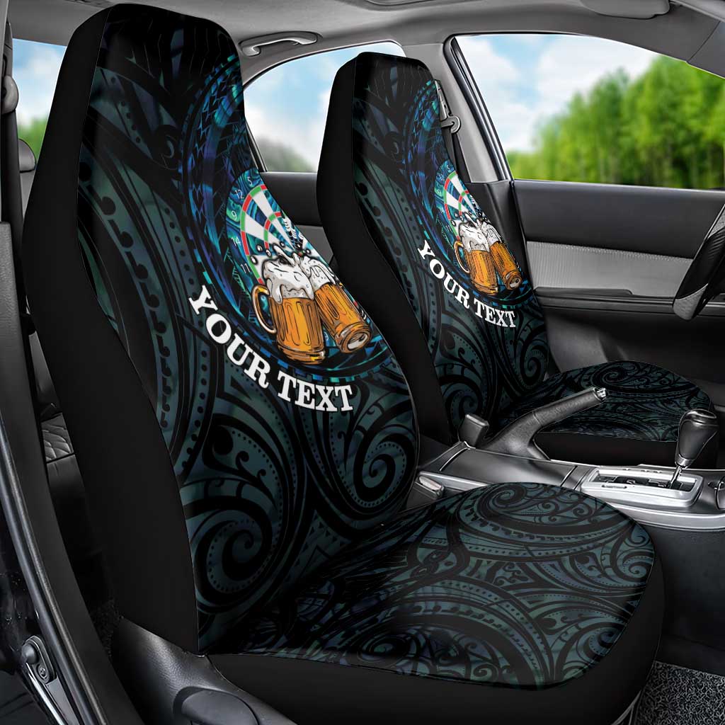 Personalized New Zealand Darts Beer Car Seat Cover Paua Shell Aotearoa Maori Tattoo - Polynesian Pride