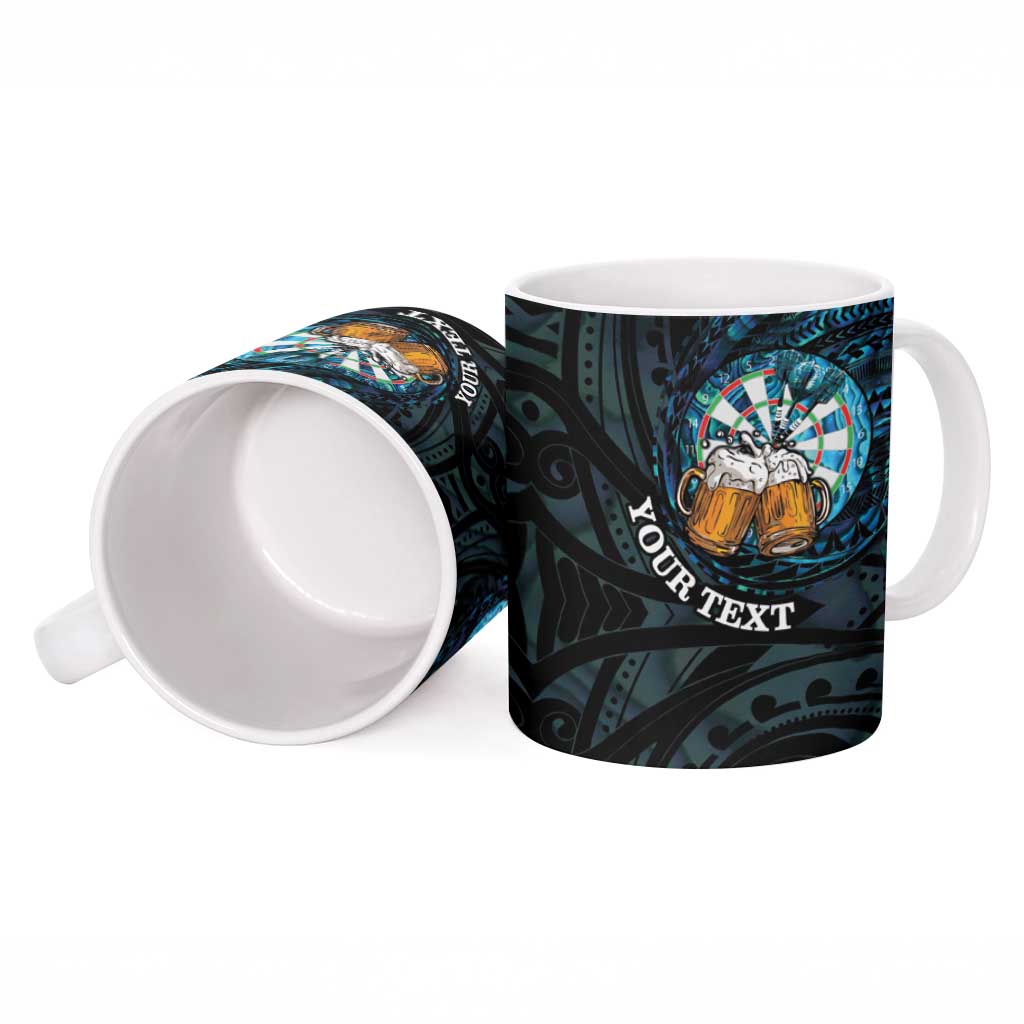 Personalized New Zealand Darts Beer Ceramic Mug Paua Shell Aotearoa Maori Tattoo - Polynesian Pride