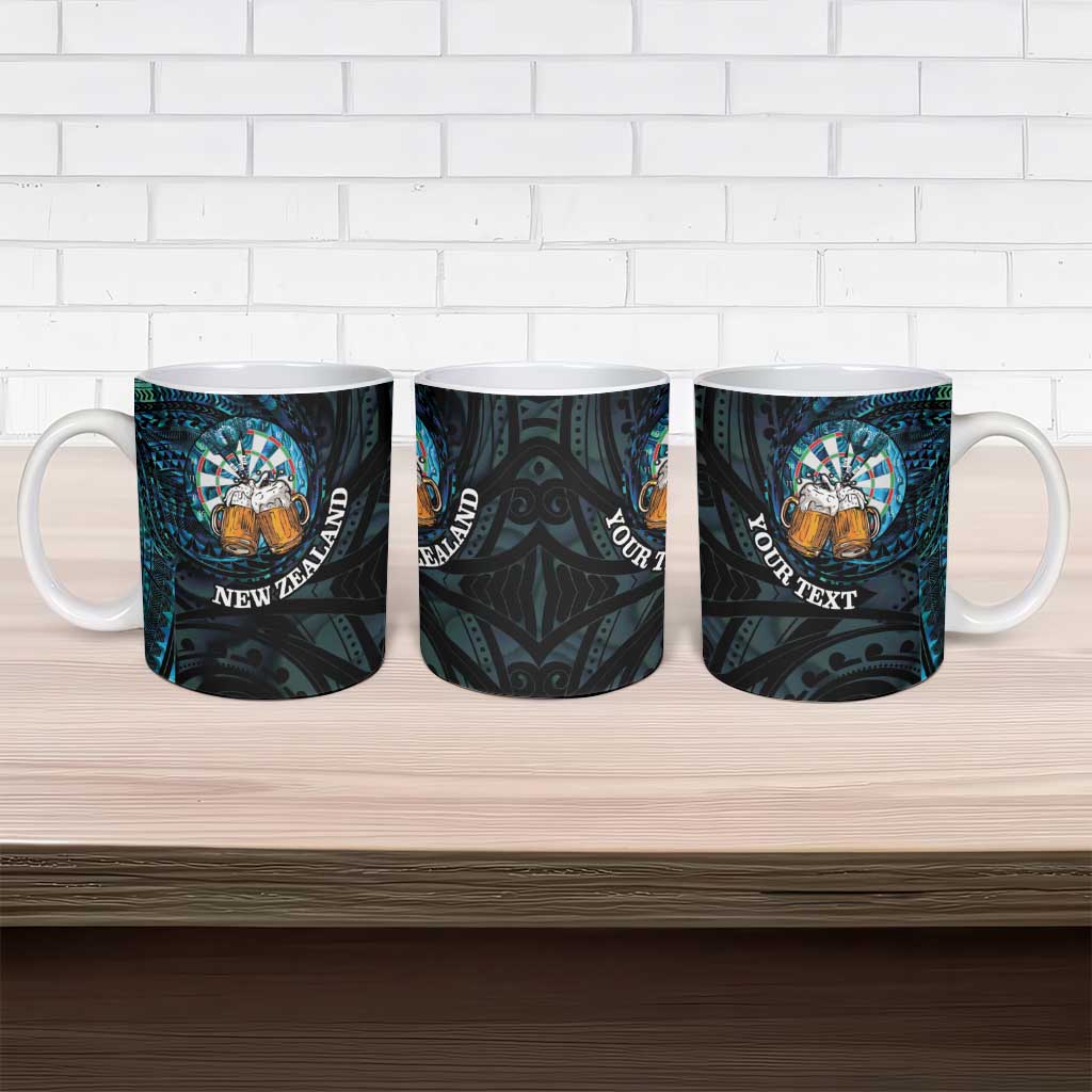 Personalized New Zealand Darts Beer Ceramic Mug Paua Shell Aotearoa Maori Tattoo - Polynesian Pride