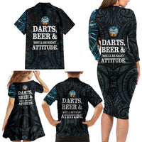 Personalized New Zealand Darts Beer Family Matching Long Sleeve Bodycon Dress and Hawaiian Shirt Paua Shell Aotearoa Maori Tattoo - Polynesian Pride