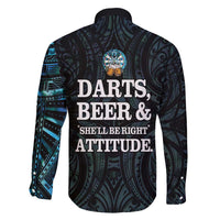 Personalized New Zealand Darts Beer Family Matching Long Sleeve Bodycon Dress and Hawaiian Shirt Paua Shell Aotearoa Maori Tattoo - Polynesian Pride