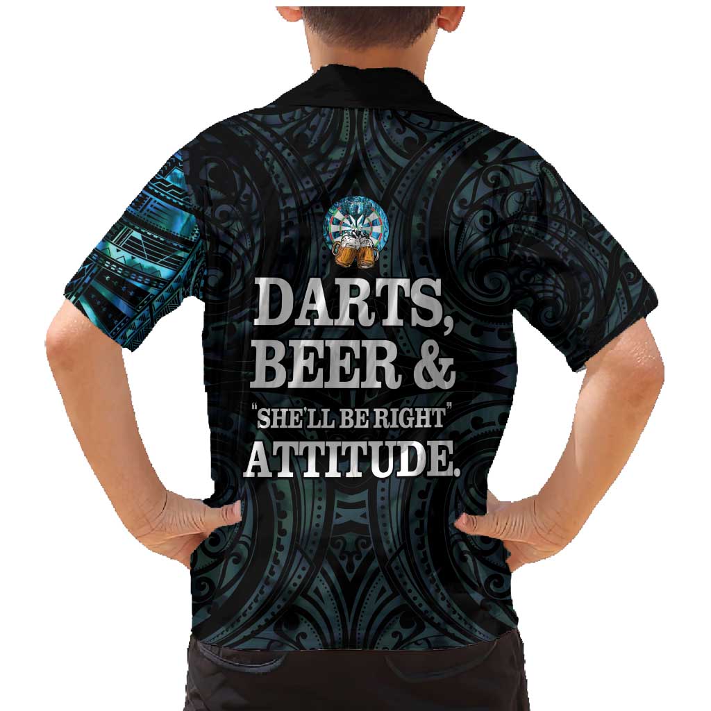 Personalized New Zealand Darts Beer Family Matching Mermaid Dress and Hawaiian Shirt Paua Shell Aotearoa Maori Tattoo - Polynesian Pride