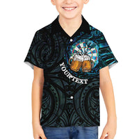 Personalized New Zealand Darts Beer Family Matching Puletasi and Hawaiian Shirt Paua Shell Aotearoa Maori Tattoo - Polynesian Pride