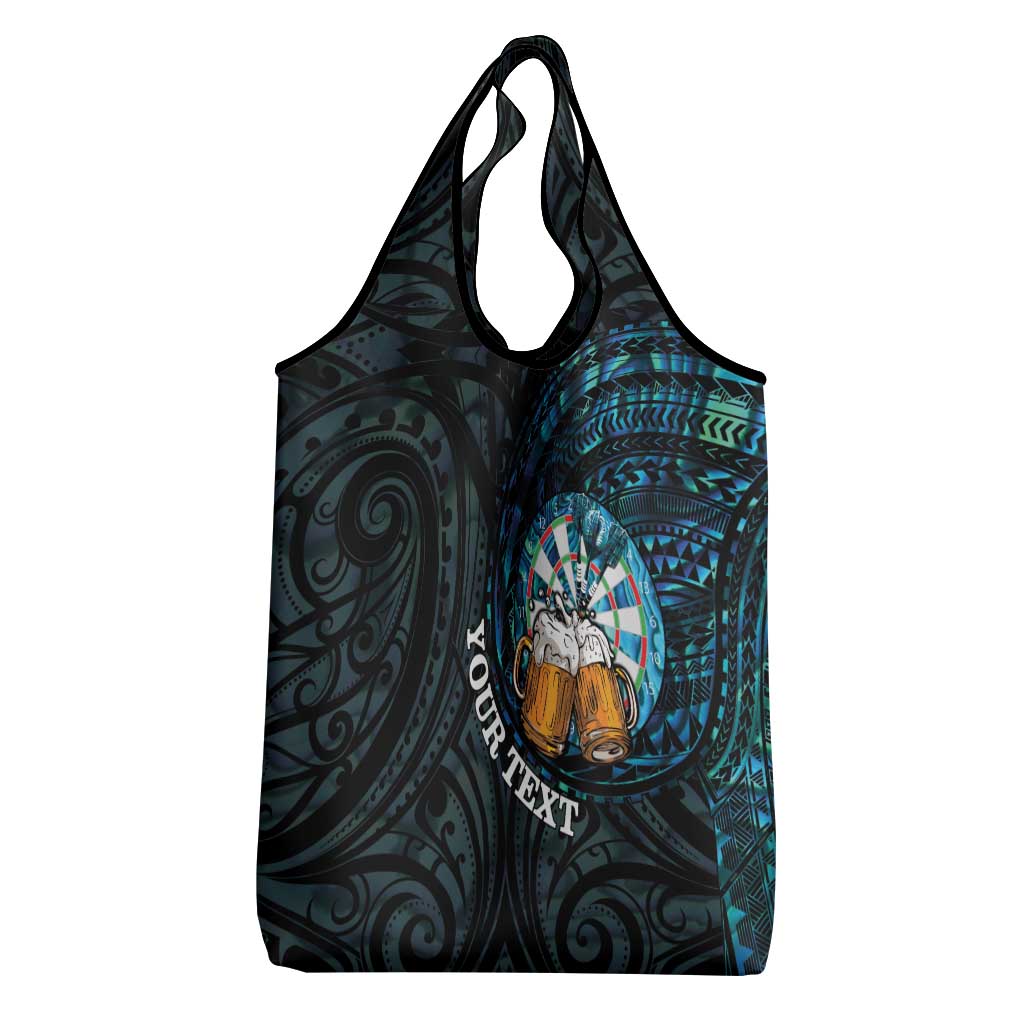 Personalized New Zealand Darts Beer Grocery Bag Paua Shell Aotearoa Maori Tattoo - Polynesian Pride