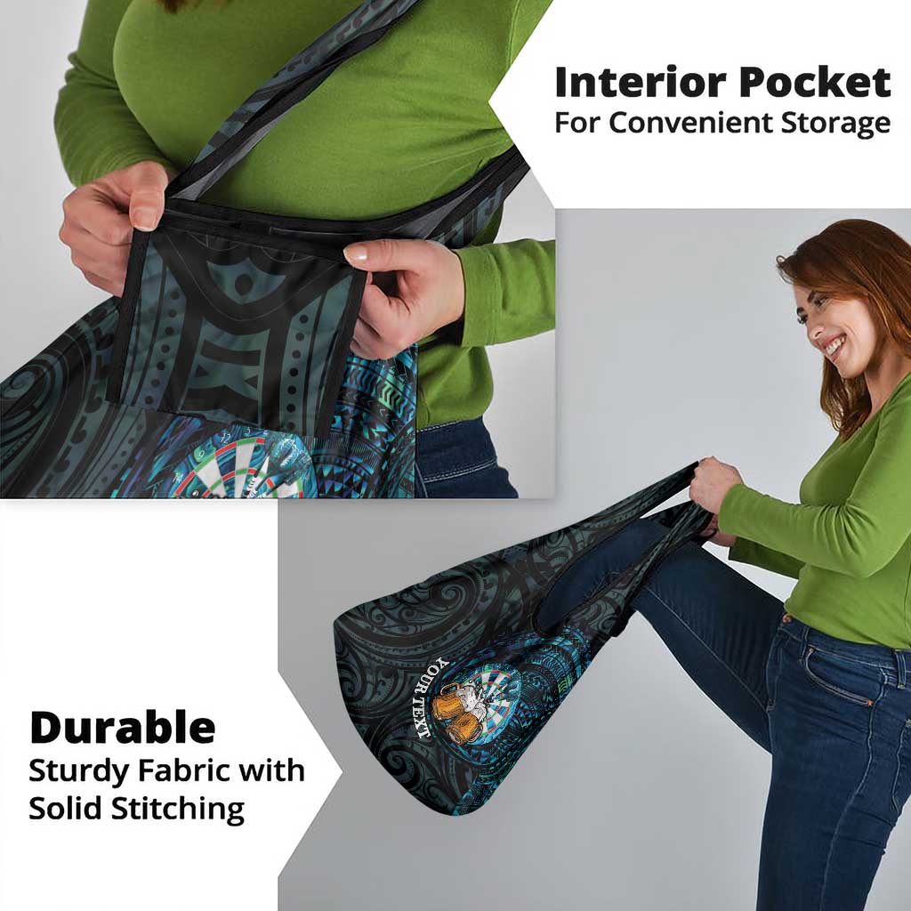 Personalized New Zealand Darts Beer Grocery Bag Paua Shell Aotearoa Maori Tattoo - Polynesian Pride