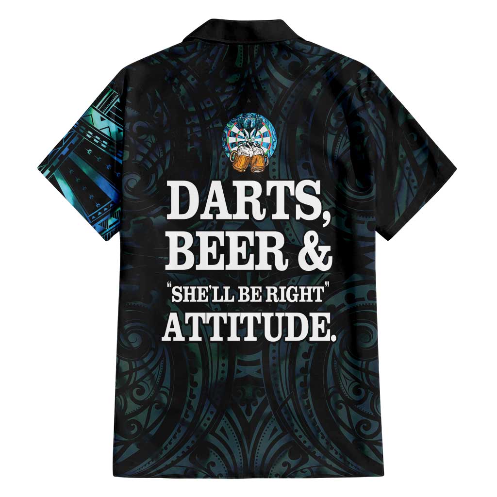 Personalized New Zealand Darts Beer Hawaiian Shirt Paua Shell Aotearoa Maori Tattoo - Polynesian Pride