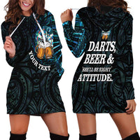 Personalized New Zealand Darts Beer Hoodie Dress Paua Shell Aotearoa Maori Tattoo - Polynesian Pride