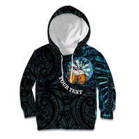 Personalized New Zealand Darts Beer Kid Hoodie Paua Shell Aotearoa Maori Tattoo - Polynesian Pride