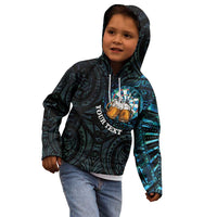 Personalized New Zealand Darts Beer Kid Hoodie Paua Shell Aotearoa Maori Tattoo - Polynesian Pride