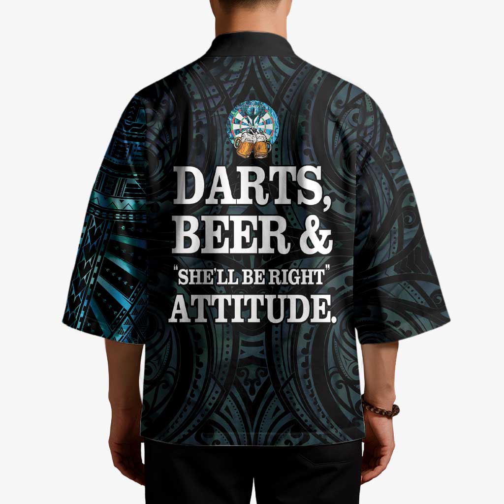 Personalized New Zealand Darts Beer Kimono Paua Shell Aotearoa Maori Tattoo - Polynesian Pride