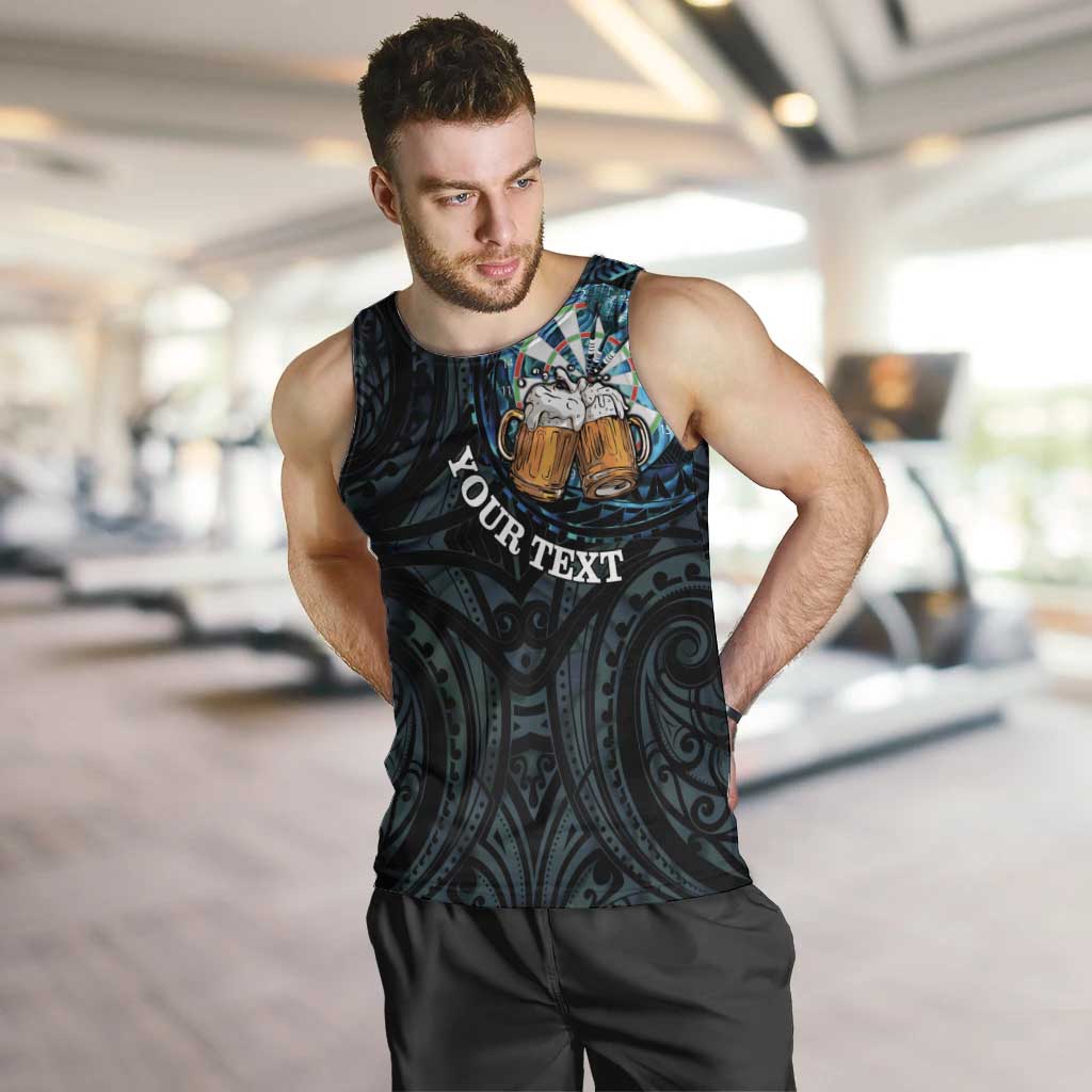 Personalized New Zealand Darts Beer Men Tank Top Paua Shell Aotearoa Maori Tattoo - Polynesian Pride