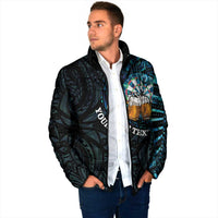 Personalized New Zealand Darts Beer Padded Jacket Paua Shell Aotearoa Maori Tattoo - Polynesian Pride