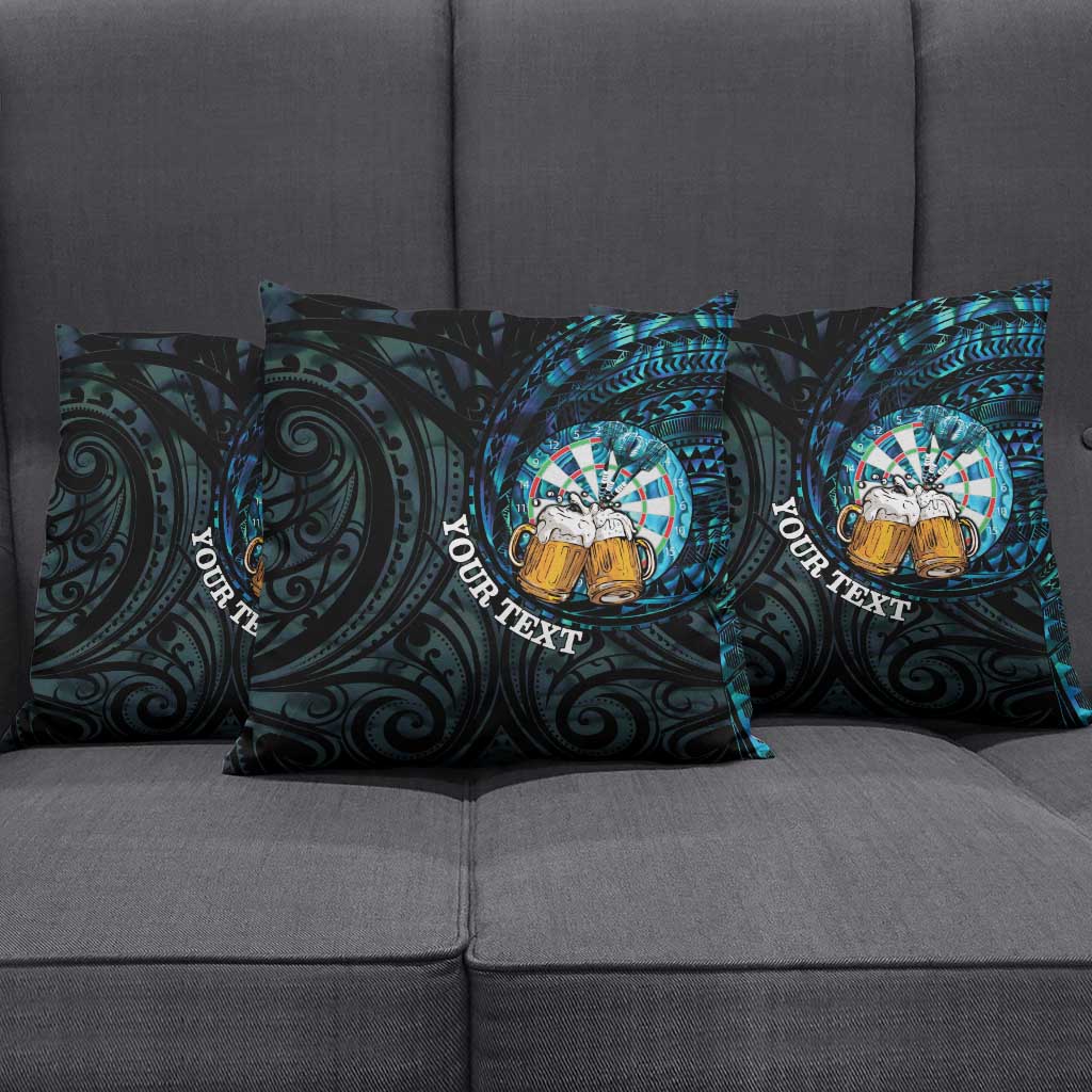 Personalized New Zealand Darts Beer Pillow Cover Paua Shell Aotearoa Maori Tattoo - Polynesian Pride